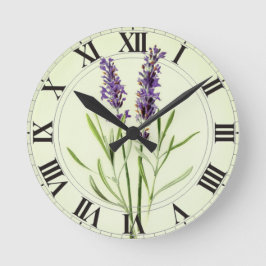Lavender Green Botanical Clockface Ronde Klok