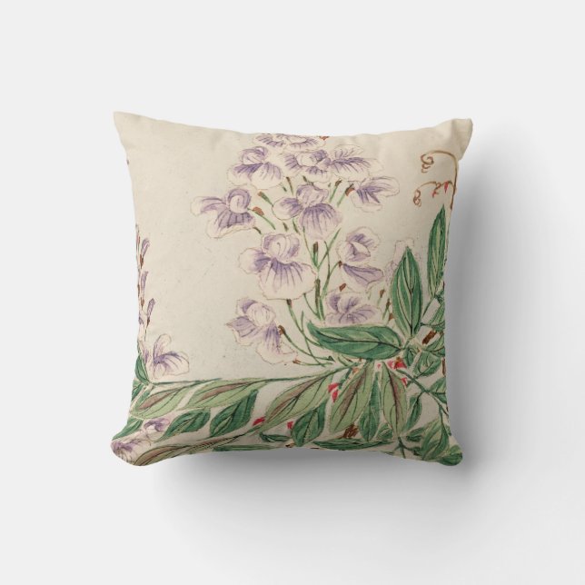  lavender green waterverf florale schilderij kussen (Voorkant)