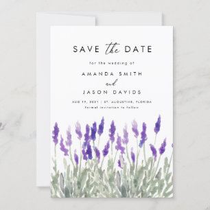 Lavender Greenery Lila Paars Save the Date Kaart