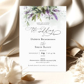 Lavender Greenery Script Weddenschap Kaart