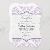 Lavender Grey Damask Bracket Wedet Invitation (Devant / Derrière)