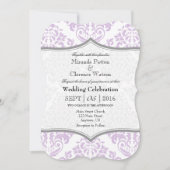 Lavender Grey Damask Bracket Wedet Invitation (Devant)
