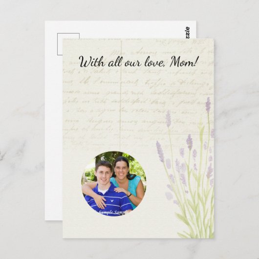Lavender Groeiende Moederdag voor handschrift Briefkaart (Voorkant / Achterkant)
