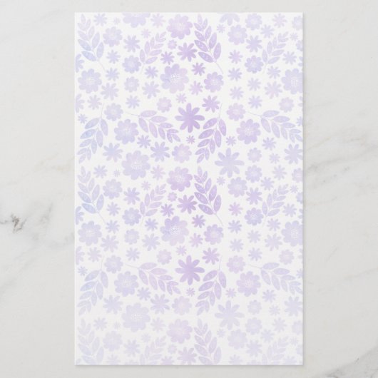 Lavender Hand Drawn Floral Pattern Briefpapier (Voorkant)
