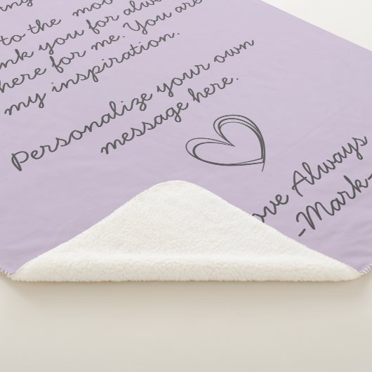 Lavender Handwrite Love Letter of message Sherpa Deken (3/4)