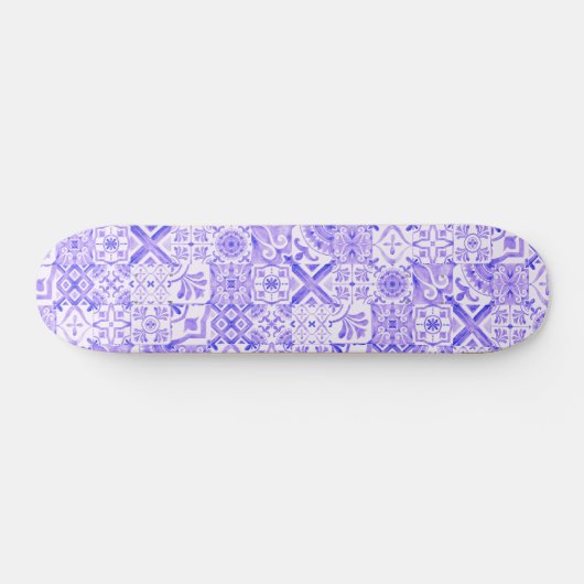 Lavender Haze Boho Mediterranean Tile Skateboard (Horz)