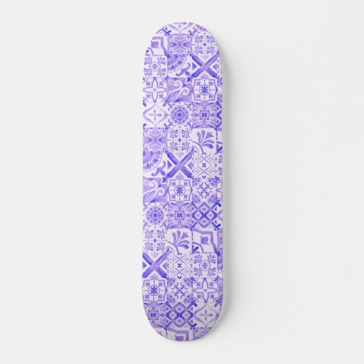 Lavender Haze Boho Mediterranean Tile Skateboard (Devant)