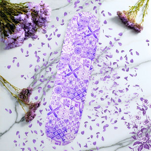 Lavender Haze Boho Mediterranean Tile Skateboard