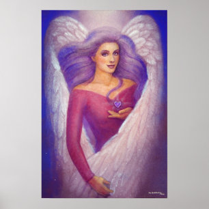 Lavender Heart Angel Spiritueel Art Poster Afdrukk