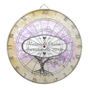Lavender Heart Leaf Tree Wedding Dartbord