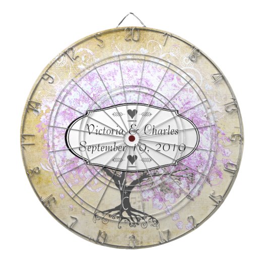 Lavender Heart Leaf Tree Wedding Dartbord (Voorkant)