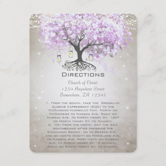 Lavender Heart Leaf Tree Wedding Direction Insert Informatiekaartje (Voorkant)
