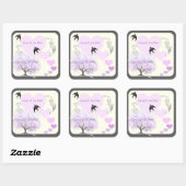 Lavender Heart Leaf Tree Wedding Vierkante Sticker (Vel)
