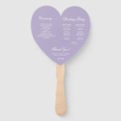 Lavender Heart Wedding Program Paars White Script Handwaaier (Achterkant)