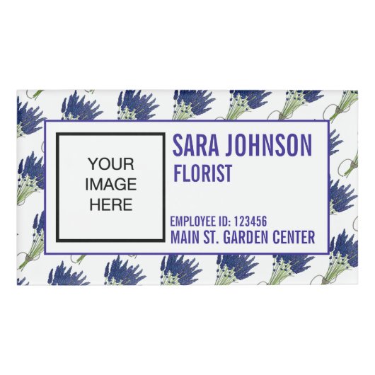 Lavender Herb Bunch Flowers Gardener Florist Naambadge (Voorkant)