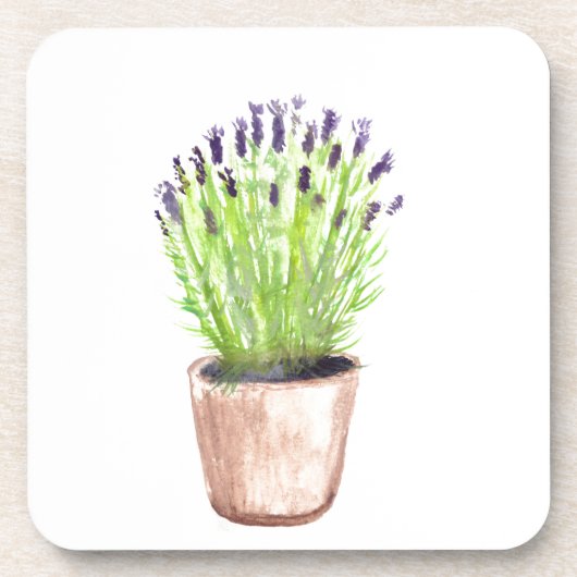 Lavender herb pot plant rustige paarse florale bier onderzetter (Voorkant)
