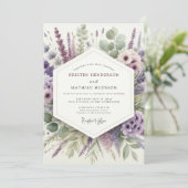 Lavender Herbal Meadow Wedding Kaart (Staand voorkant)