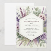Lavender Herbal Meadow Wedding Kaart (Voorkant / Achterkant)