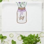 Lavender Herbs in een Mason Jar Monogram Theedoek (Gevouwen)