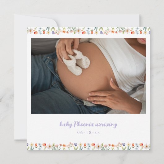 Lavender Hérisson Baby shower photo Invitation (Dos)