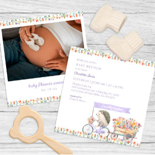 Lavender Hérisson Baby shower photo Invitation