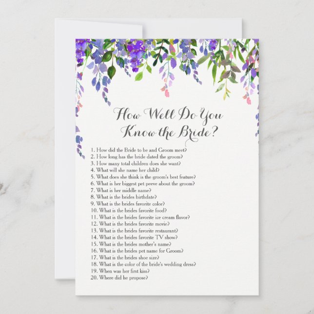 Lavender Hoe goed ken je de bruid? (Voorkant)