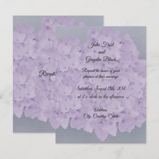 Lavender Hydrangea Wedding Uitnodiging (Voorkant / Achterkant)