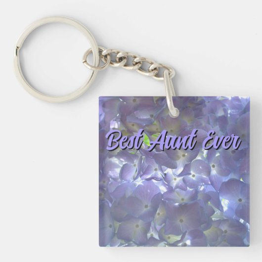 Lavender Hydrangeas paarse florale beste tante ooi Sleutelhanger (Voorkant)