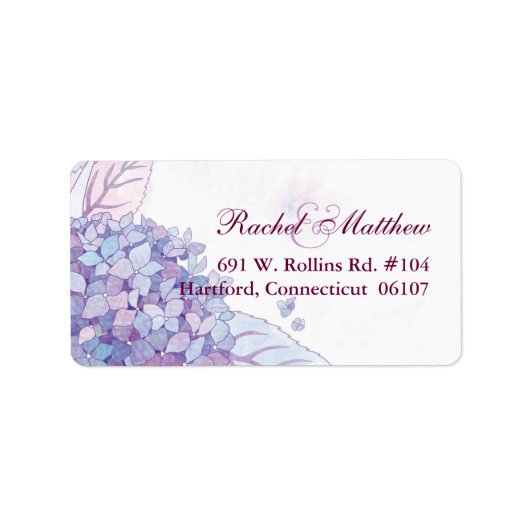 Lavender Hydrangeas Wedding Address Etiket (Voorkant)