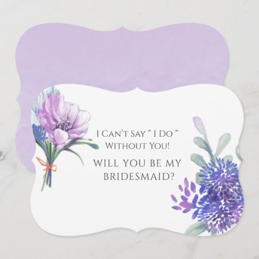 Lavender Hydrangeas zal mijn Bridesmaid zijn. Kaart (Voorkant / Achterkant)