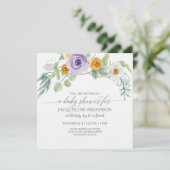 Lavender in Amber Roos Floral Wood Baby shower Gir Kaart (Staand voorkant)