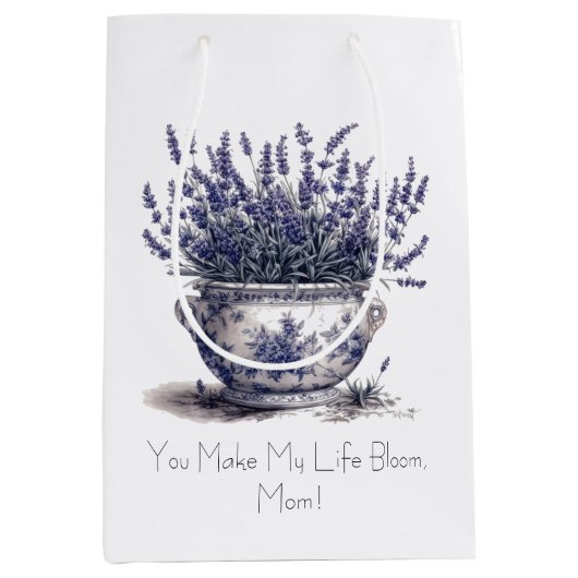 Lavender in Delft Blue, customizable  Medium Cadeauzakje (Voorkant)