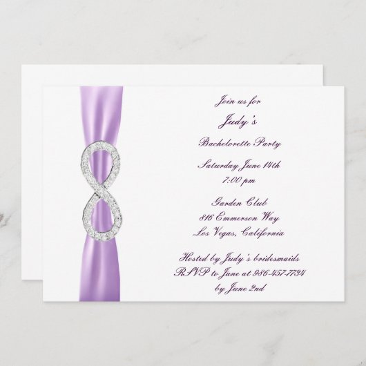 Lavender Infinity Bachelorette Party Invitation (Devant / Derrière)