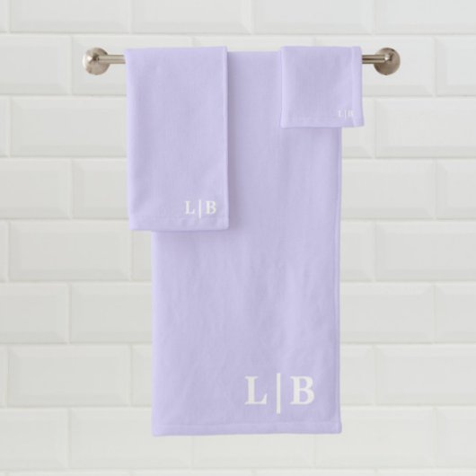 Lavender Initiales Ensemble de serviettes de bain