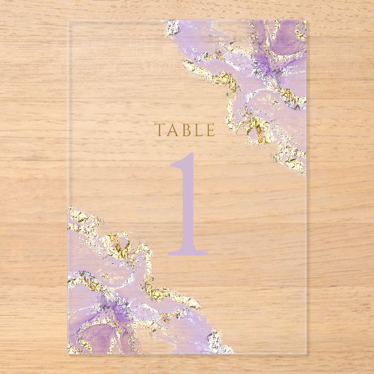 lavender ink Table Number 1 Acryl Uitnodigingen (Voorkant)