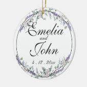 Lavender Ivory Roos en Eucalyptus Keramisch Ornament (Links)