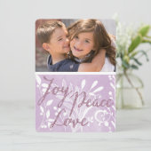 Lavender Joy Peace Love Carte photo de vacances (Debout devant)
