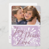 Lavender Joy Peace Love Carte photo de vacances (Devant / Derrière)