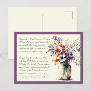 Lavender Katholieke Memorare Prayer aan Maagd Mary Briefkaart