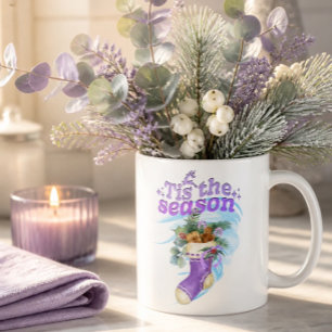 Lavender Kerst Waterverf Sok Koffiemok