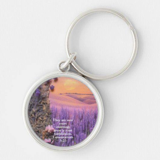 Lavender  keychain Lamentations 3:23 (Voorkant)