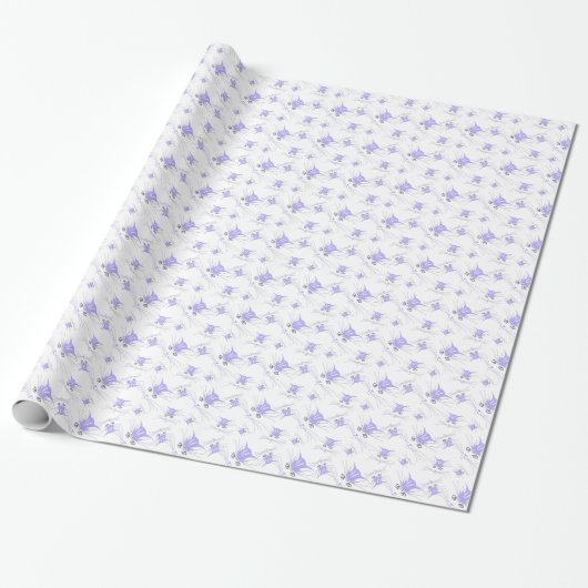 Lavender Kitty Cat Faces Wrapping Paper Cadeaupapier (Uitgerold)