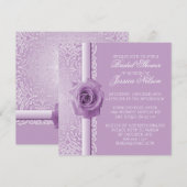 Lavender Lace Damask Beauté Rose douche Invitation (Devant / Derrière)