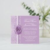 Lavender Lace Damask Beauté Rose douche Invitation (Debout devant)