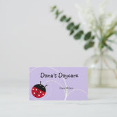 Lavender Ladybug Carte de visite de garderie (Debout devant)