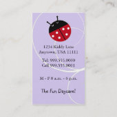 Lavender Ladybug Carte de visite de garderie (Dos)