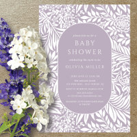 Lavender Leaf Floral Baby shower Invitation