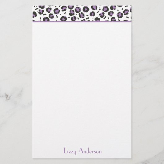 Lavender Leopard Print Personeelsformatie Briefpapier (Voorkant)