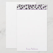 Lavender Leopard Print Personeelsformatie Briefpapier (Voorkant / Achterkant)