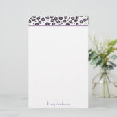 Lavender Leopard Print Personeelsformatie Briefpapier (Staand voorkant)